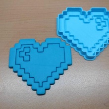 pixel heart cookie cutter mold pastry shop 3d print model - Mito3D