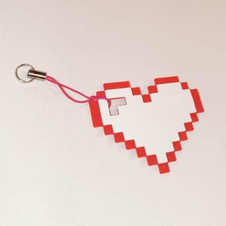 pixel cœur porte clés funart bicolore bilatéral valentines 3d print model - Mito3D