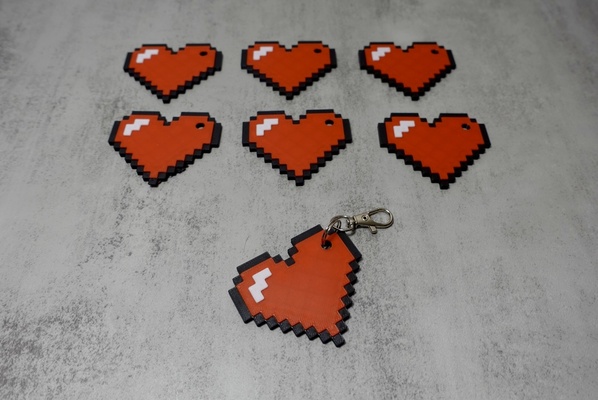 pixel cœur porte clés mysticmesh3d joueur valentines journée 3d print model - Mito3D