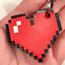 pixel cuore portachiavi 3d print model - Mito3D