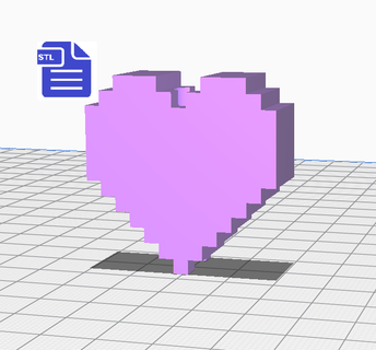 pixel corazón Paja sombrero copa 3d print model - Mito3D