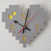 pixel cuore orologio da parete casa 3d print model - Mito3D