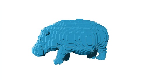 pixel hippo hippopotamus low-poly 3d model pixelated cube voxel art animal minecraft square figure statue cute low poly 3d print model - Mito3D
