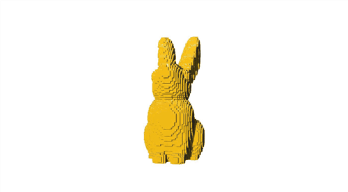 pixel rabbit bunny low-poly 3d model pixelated cube voxel art animal minecraft square figure statue cute low poly 3d print model - Mito3D