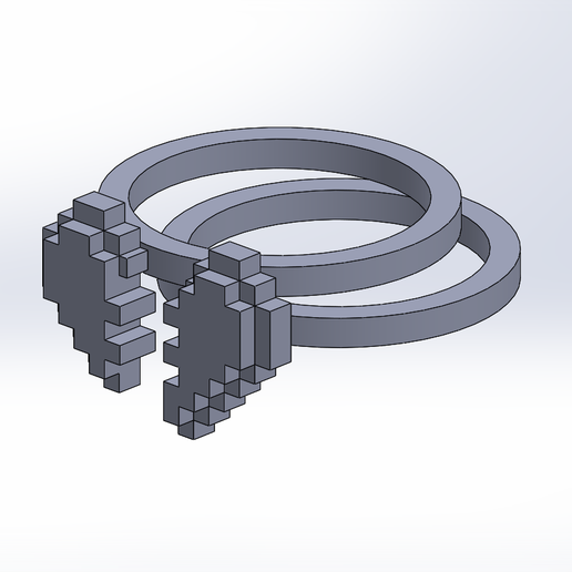 pixelated heart rings jewelry pixel couple gamer 3D print model - Mito3D