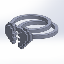 pixelated heart rings jewelry pixel couple gamer 3d print model - Mito3D