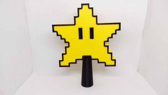 pixelig Mario bros Star Weihnachten Baum Kunst 3d print model - Mito3D
