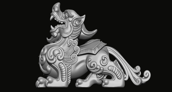 pixiu statue 3d impression modèle RAM animal pendentif sculpture médaillon bijoux soulagement bas tailler argent or 3d print model - Mito3D