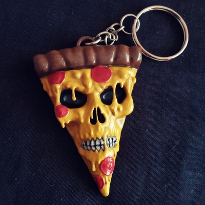 pizza skull llavero sanat pizza craneo iskelet terör comida ürkütücü personalizado regalo 3d print model - Mito3D