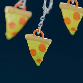 Pizza portachiavi cartone animato 3d stampa stl file personalizzabile divertimento unico personalizzato regalo idea accessorio Stampa dimensioni Scarica Software Materiale impostazioni posizionamento ridimensionamento Fai 3d print model - Mito3D