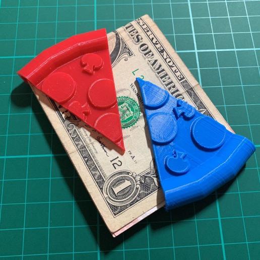 pizza l'argent clip aimant gratuit ref l'aimant réfrigérateur money remarque forme tranche 3D print model - Mito3D