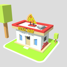 pizza shop 3d poly fashion models art design cartoon anime character animal car vehicle food cooking cook tools hamburger house building tree town streets light lamp fork knife sword spoon pot pan plate toys clothes clothing model 3d print model - Mito3D