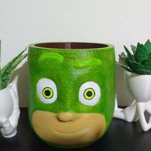 pj masks gekko head pot pencil planter home geko heroes drawing design candy box pajama 3d print model - Mito3D