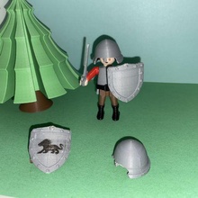 pla mobil pesante fanteria scudo casco gioco playmobil cavalieri spada fantasia ruolo giocando guerriero giocattolo 3d print model - Mito3D