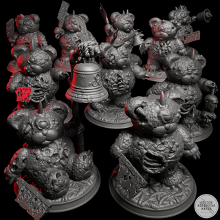 plague bears bear zombie undead cute miniature based base maggots horror presupported warham 40 4000 dnd 3d print model - Mito3D