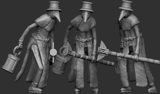 plague doctor miniature toy war game ttrpg plague doctor fantasy heroic scale  3d print model - Mito3D