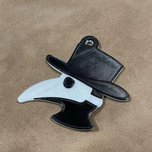 plague doctor keychain black white 3d print model - Mito3D