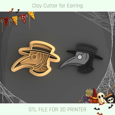 plague doctor mask halloween polymer clay cutter tool jewellry stl 3d print model - Mito3D