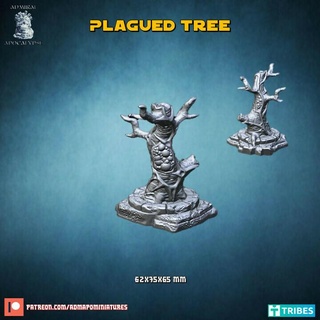plagued tree pre-supported Game forest town trees urban zombicide plague disease decay infested 3d print model - Mito3D