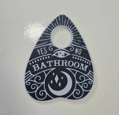 planchette bathroom sign ouija art gothic decor goth dark moon skull 3d print model - Mito3D