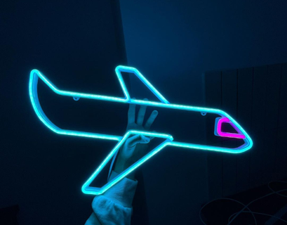 plane neon led sign 45cm travel sky 3d print model - Mito3D