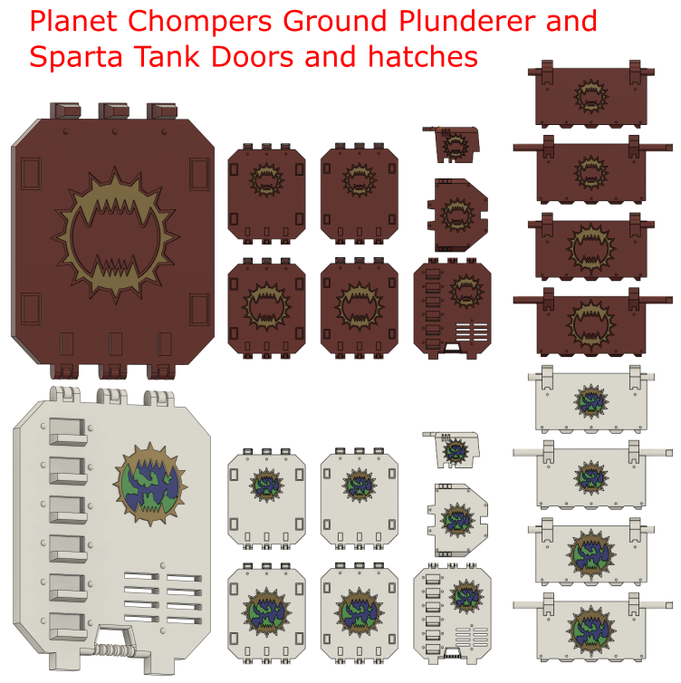 planet chompers space chappies ground plunderer sparta tank doors - world eaters war hammer 42k vehicles spartan 28mm tabletop gaming 3D print model - Mito3D