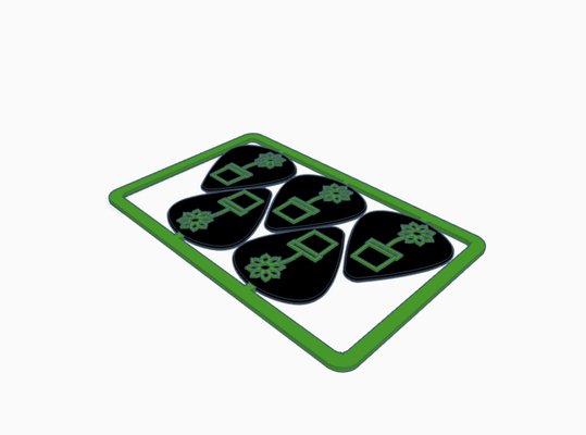 pianta pickcard chitarra basso elettrico acustico scegliere foglia foglie strumento musica roccia classico gruppo musicale collezione carta 3d print model - Mito3D