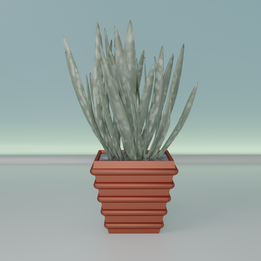 plante pot doré 37 carré feuille cactus nature flore fleur forme abstrait bol vase succulent articles ménagers vaisselle général décor botanique jardinage vert maison 3D print model - Mito3D