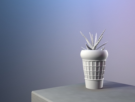 planter - ice cream decor plants outdoor simple icecream 3d print model - Mito3D