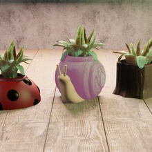 Pflanzer - nicht unterstützt home Garten Schnecke ladybird Chinesisch Stamm naturals Töpfe bei der Gartenarbeit pflanze container pot Glas vase Blumen 3d print model - Mito3D