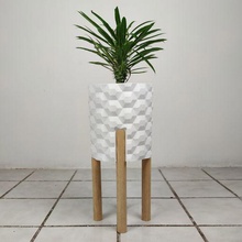 planter hexagon pattern wooden legs 3d print model - Mito3D