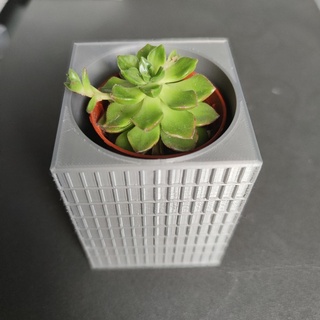 planter pot cover shape building buildings cache plant 3d print model - Mito3D