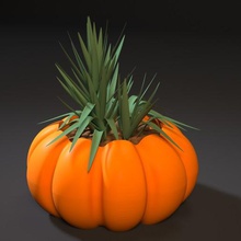 il vaso di zucca art altri natura bush foglia fiori fioriera la stampante 3d giardino halloween 3d print model - Mito3D
