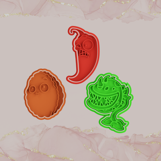 Pflanzen Zombies Plätzchen Cutter einstellen 3 Zuhause Haus Zeichen Cartoons Disney Süßigkeiten Gebäck Kuchen Cupcakes Muffins Dekorationen 3d print model - Mito3D