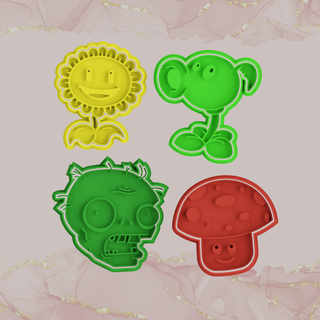 Pflanzen Zombies Plätzchen Cutter einstellen 4 Zuhause Haus Zeichen Cartoons Disney Süßigkeiten Gebäck Kuchen Cupcakes Muffins Dekorationen 3d print model - Mito3D
