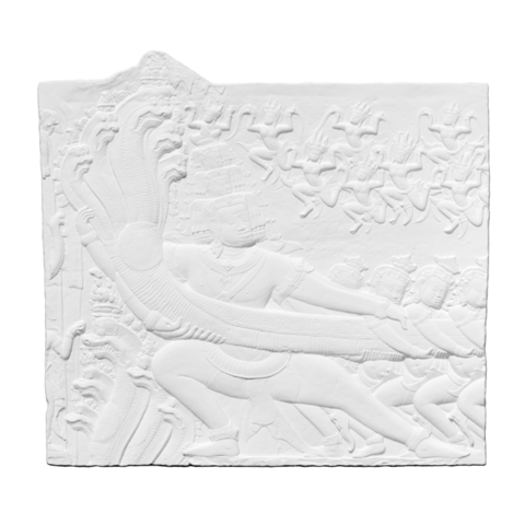 plaster cast section bas-relief angkor wat depicting samudra manthan churning ocean milk art 3D print model - Mito3D