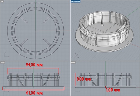plastica cap interno 34 mm vari buco manichino spina 3d print model - Mito3D