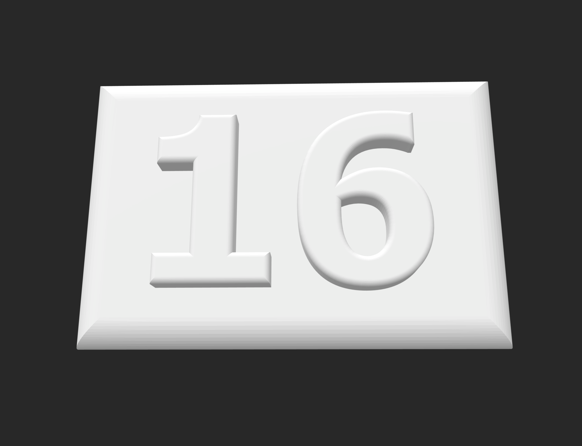 plate number 16 door label 36 house 3D print model - Mito3D