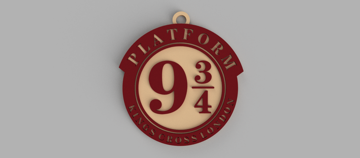 platform 9 3 4 Harry çömlekçi anahtar yüzük kolye küpe 3d print model - Mito3D