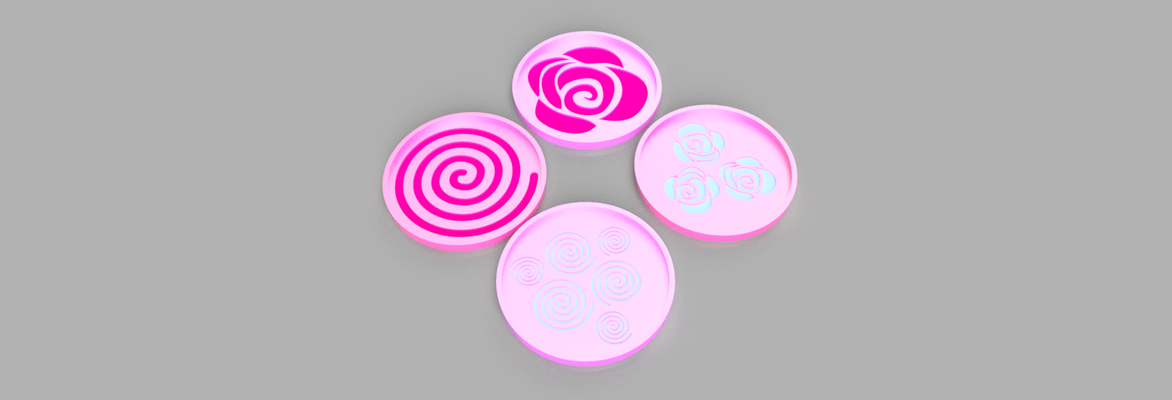 pratos posavasos casa pires decoraci n mesa rosas espirais 3d print model - Mito3D
