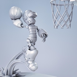 abspielen Roboter paly Spiel Basketball Karikatur 3d print model - Mito3D