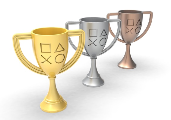 play station 5 trophy kit - 1st 2nd & 3rd art ps5 trophies 3d print model - Mito3D