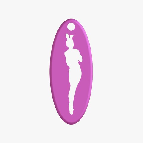 playboy trinket gadget keychain girl lady woman love silhouette oval shape ears figure illustration picture cutout symbol souvenir pink 3D print model - Mito3D
