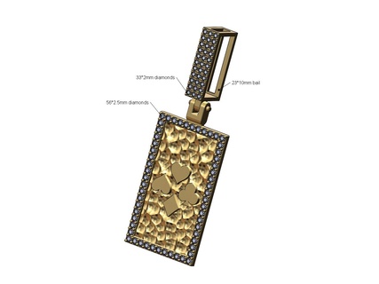 playing cards hammered diamond pendant 3d print model heart club ace spades card texture faceted iced recrangular bling necklace jewelry printable gold silver jewellery 3d print model - Mito3D