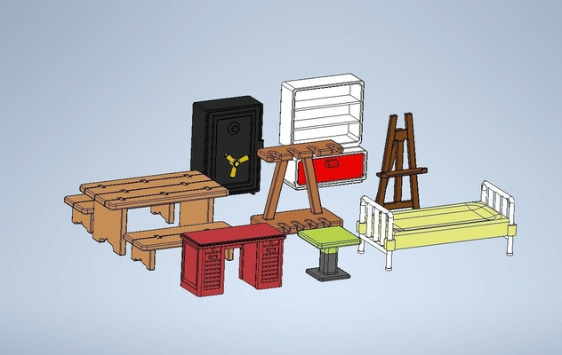 playmobil meubles jouets modèle maison 3d print model - Mito3D