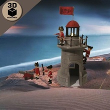 playmobil lighthouse beacon soldier watchtower decorative game lamp candle 3d print model - Mito3D