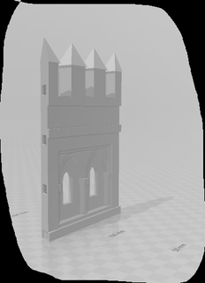 playmobil octagonal tower upper battlements wall medieval cathedral victoriano steck windows lattices mosaic building 3d print model - Mito3D