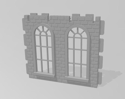 playmobil steck - add-on wall 2 units brick windows building 3d print model - Mito3D