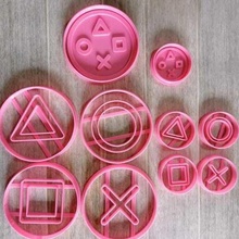 playstation buttons kit cookie cutter pack stamp joystick logo video game play sharp cookies moulds stamps design fondant mass kitchen drawing bookmark 3d print model - Mito3D