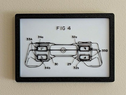 playstation dualshock controller patent art 2d lithophanes 3d print model - Mito3D